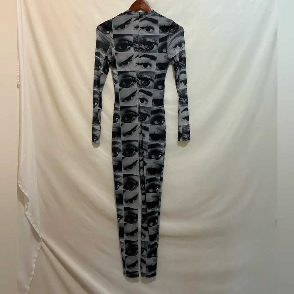 NWT - Fashion Nova Unique Black & White Light weight Sheer Body Suit Size S. - Picture 3 of 12